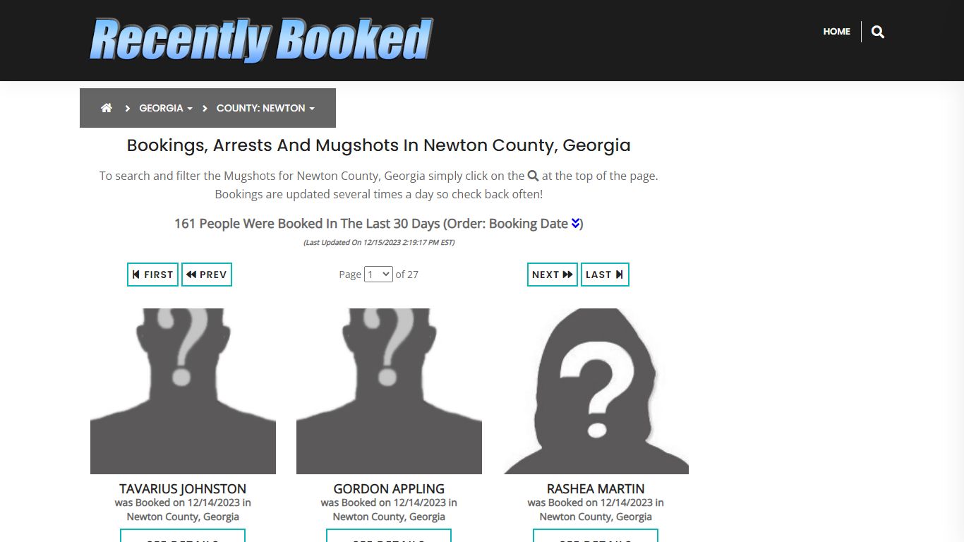 Recent bookings, Arrests, Mugshots in Newton County, Georgia